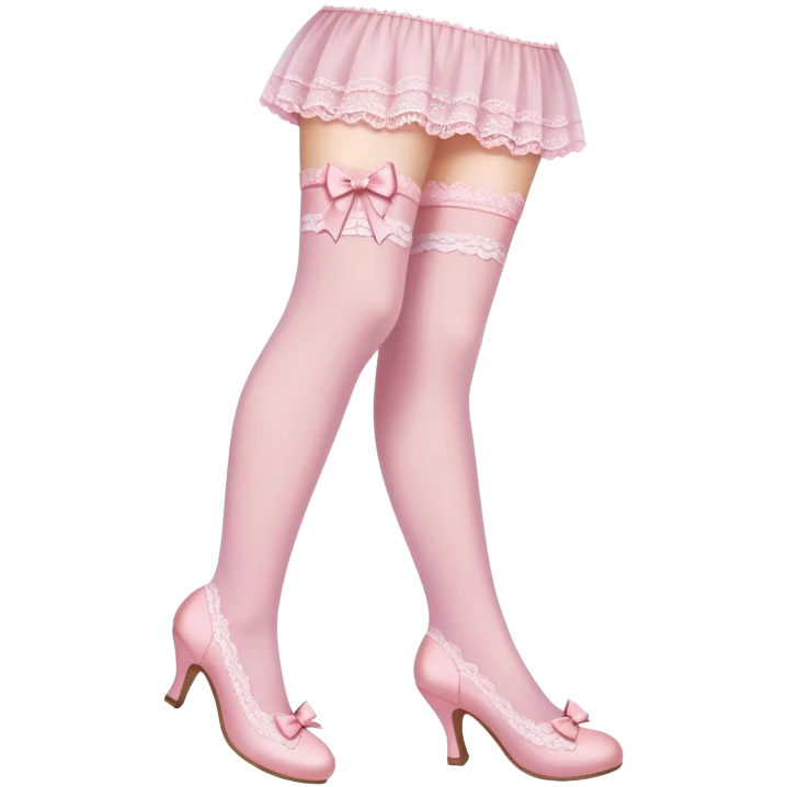 light pink laced stockings with bow emoji