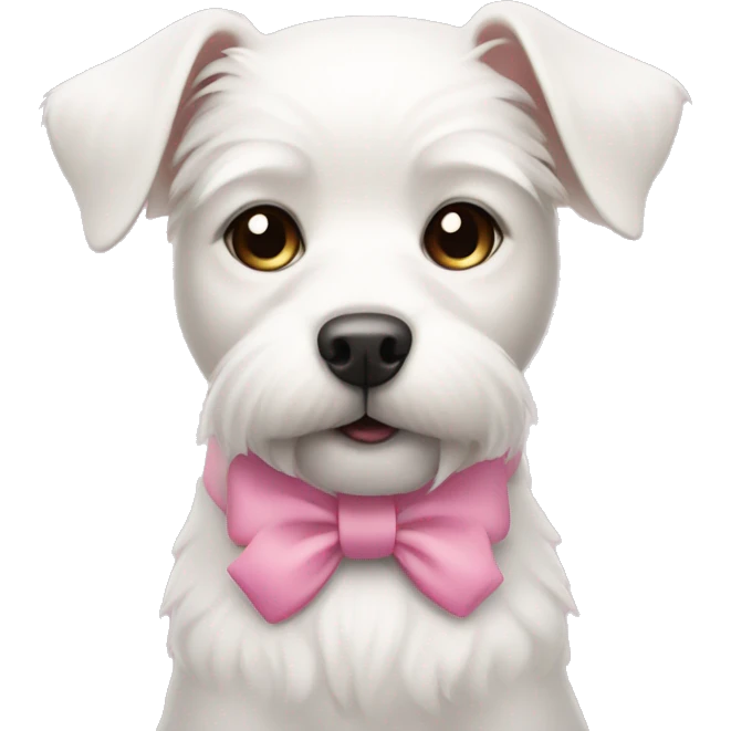 white dog with pink bow very cute and minimalist  emoji