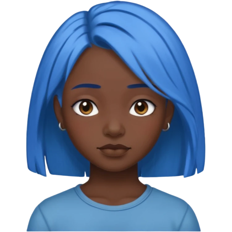 blue hair girl dark skin, old style art emoji