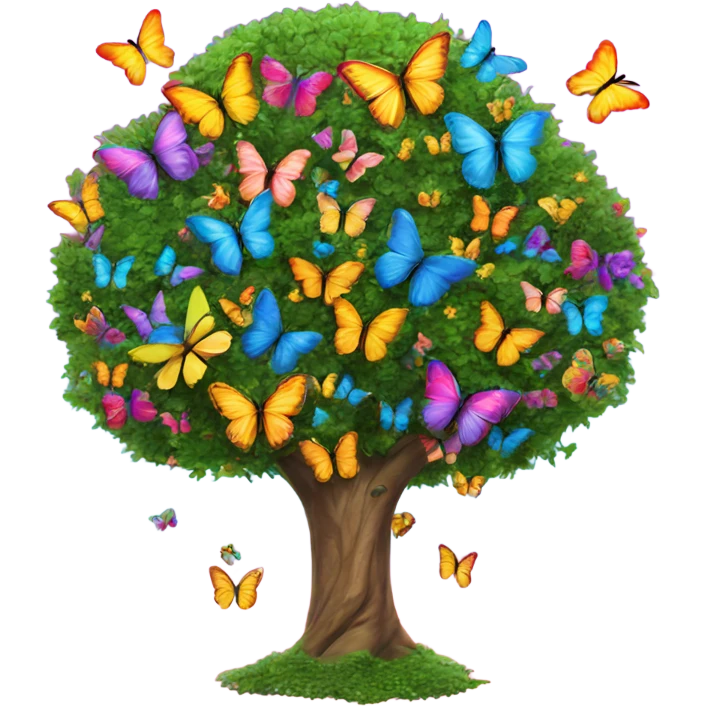 Lisa frank tree covered with butterflies  emoji