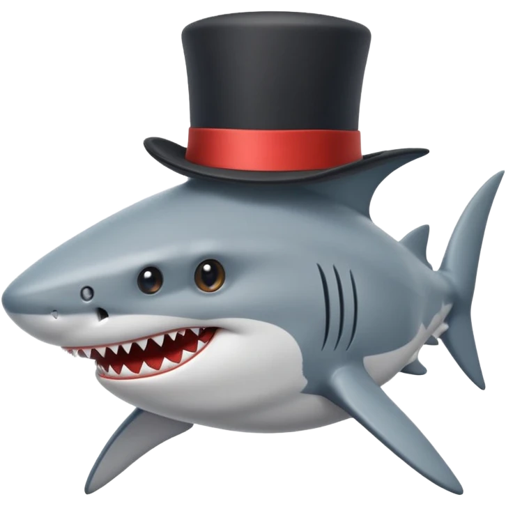 Shark with a top hat emoji