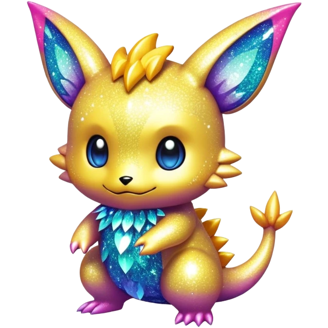 Randomly-colored sparkly chibi Fakémon-creature emoji