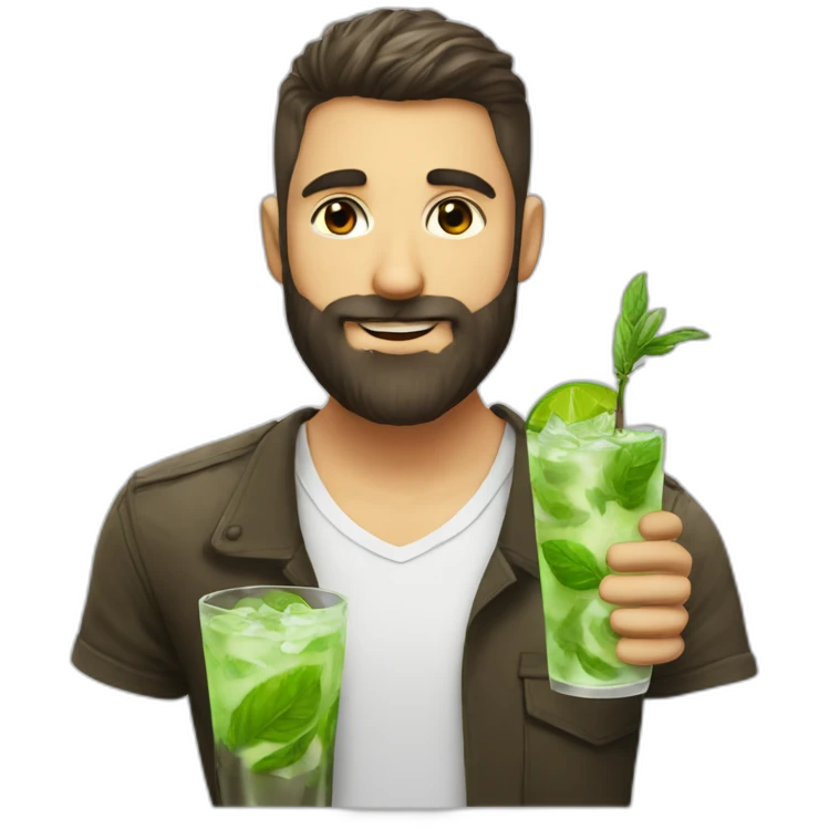 beard hair shaved boy with beard and with mojito emoji