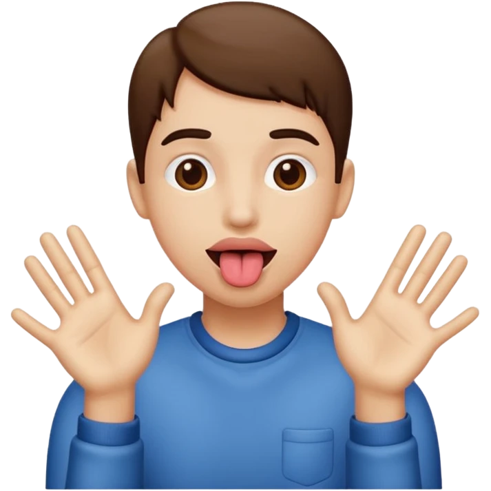 tongue out with hands on the side emoji