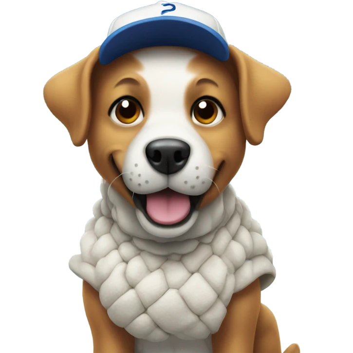 A dog playing baseball in the snow emoji