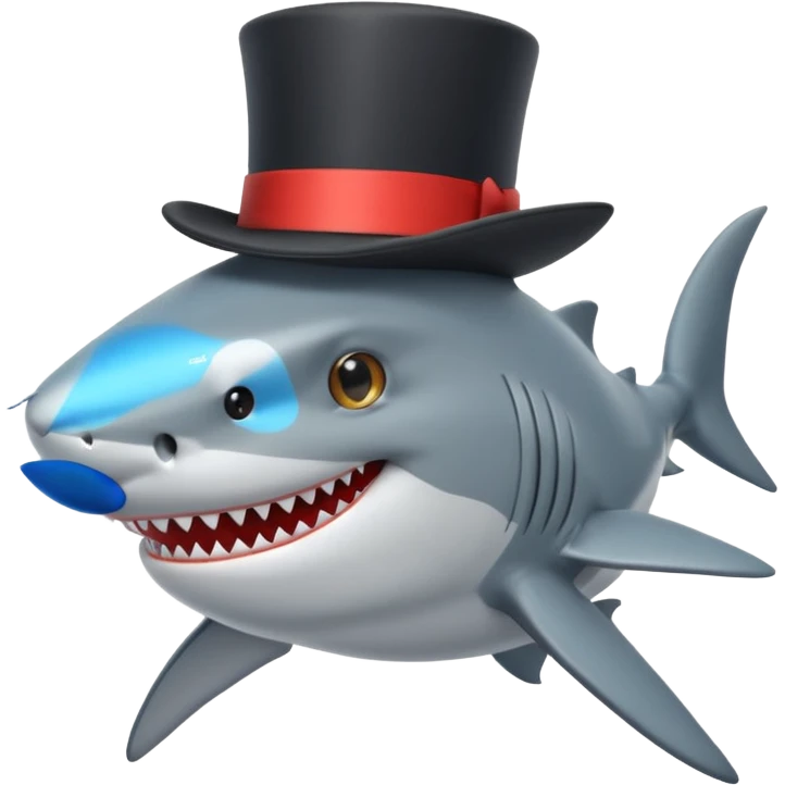 Shark with a top hat emoji