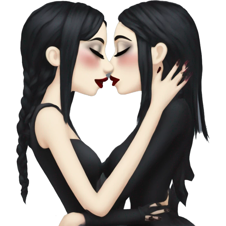 two goth women kissing, beautiful, aesthetic  emoji