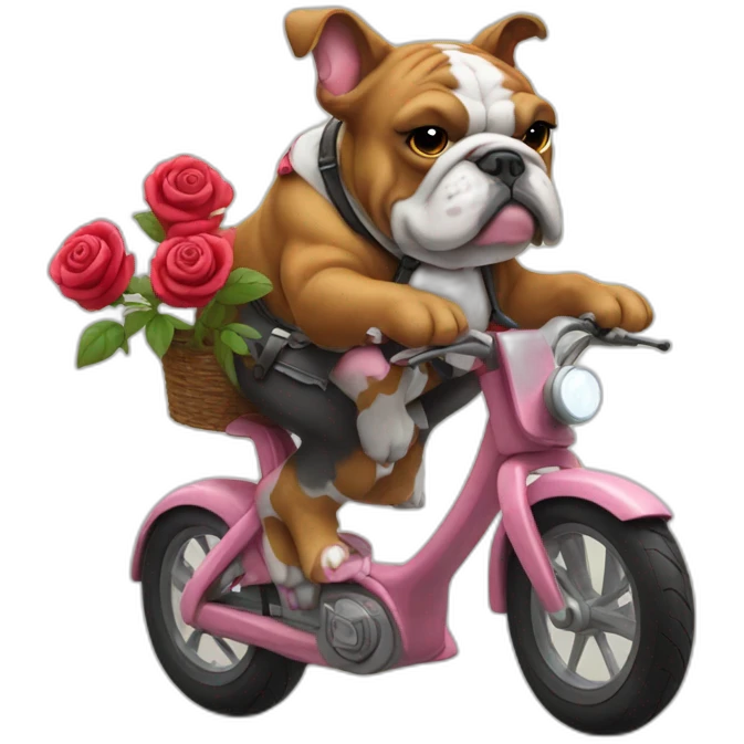 rose bulldog on a bike emoji