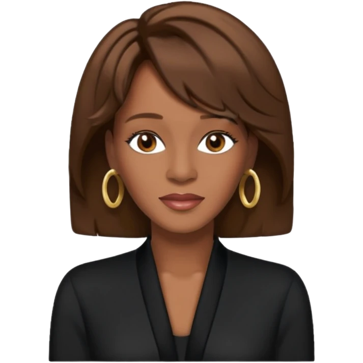 Whitney Houston, brown hair, black outfit emoji