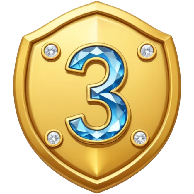 A gold badge with diamonds for a paid subscription, each with a number 3 at different levels. emoji