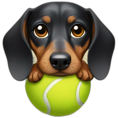 Dachshund with tennis ball emoji