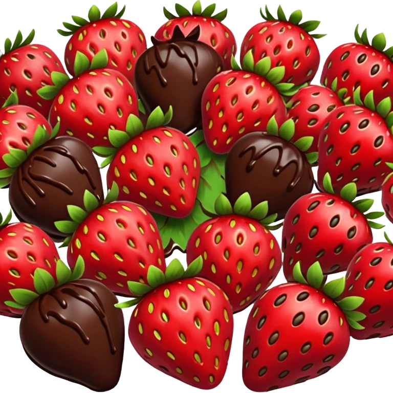 lots of strawberries in melted chocolate emoji