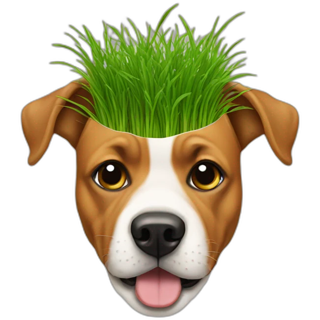 dog grass hanging from mouth emoji