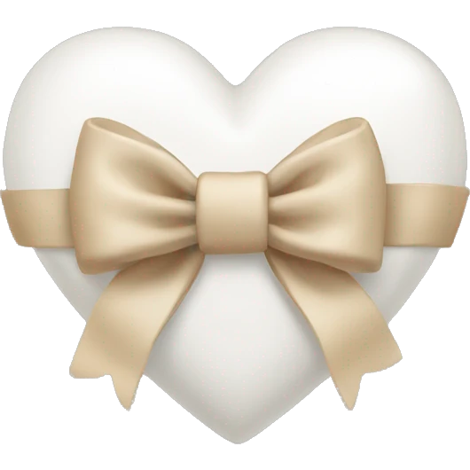 white heart with beige bow emoji