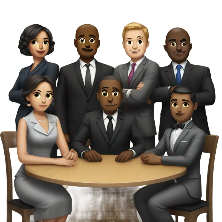 5 people in suits sitting at a table emoji
