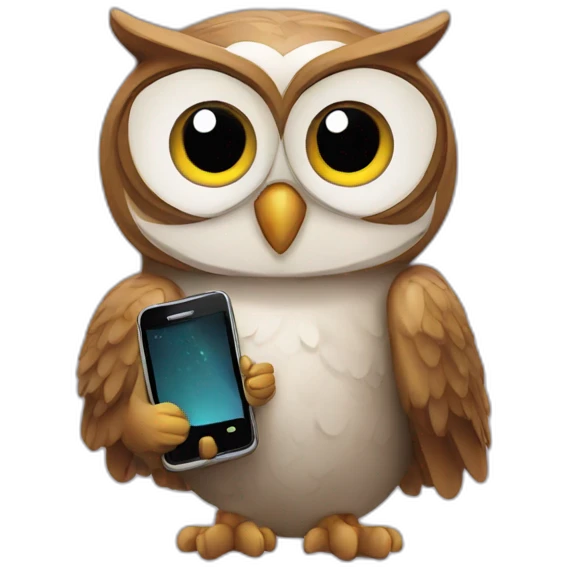 owl with phone emoji
