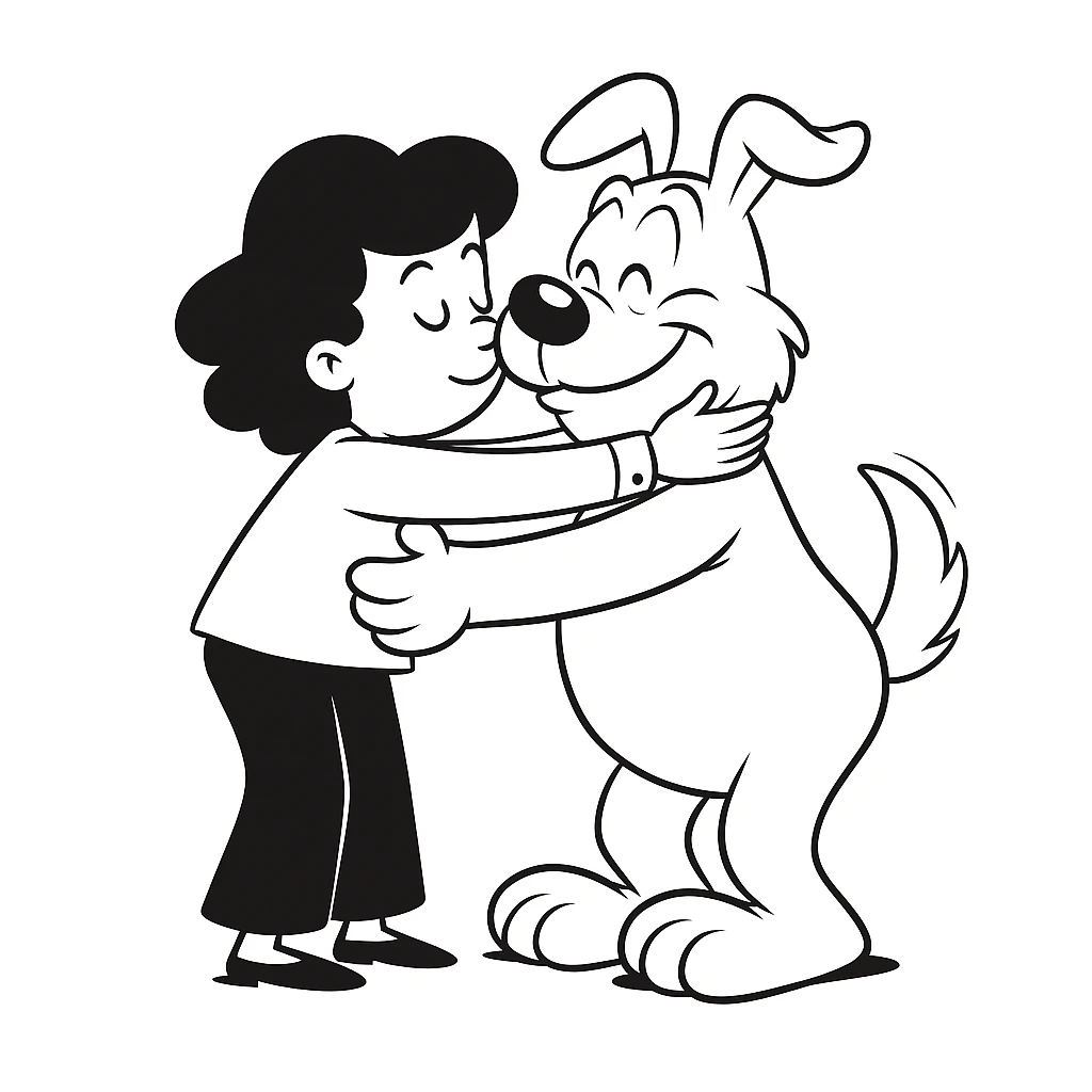 Make George white in Looney Tunes style, getting a hug. emoji