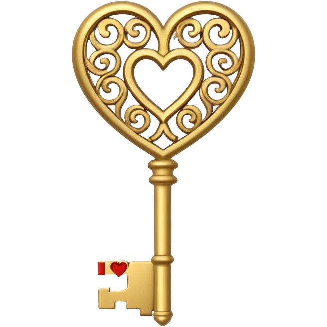 gold basic heart key emoji