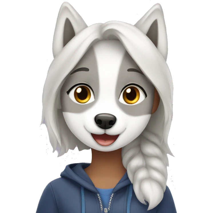 A girl happy with husky emoji