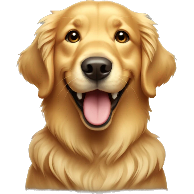 golden retriever with a big smile emoji