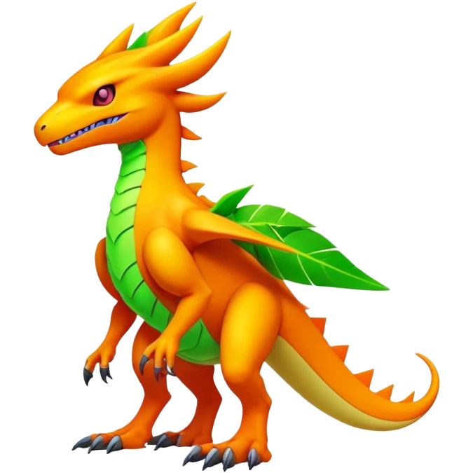 Tropical futuristic lush warm-colored neon-colored Fakémon-Digimon-creature (full body) emoji