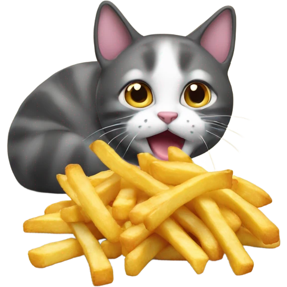 A cat eat fries emoji