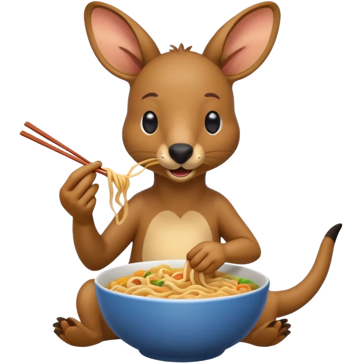 A kangaroo eating noodles emoji