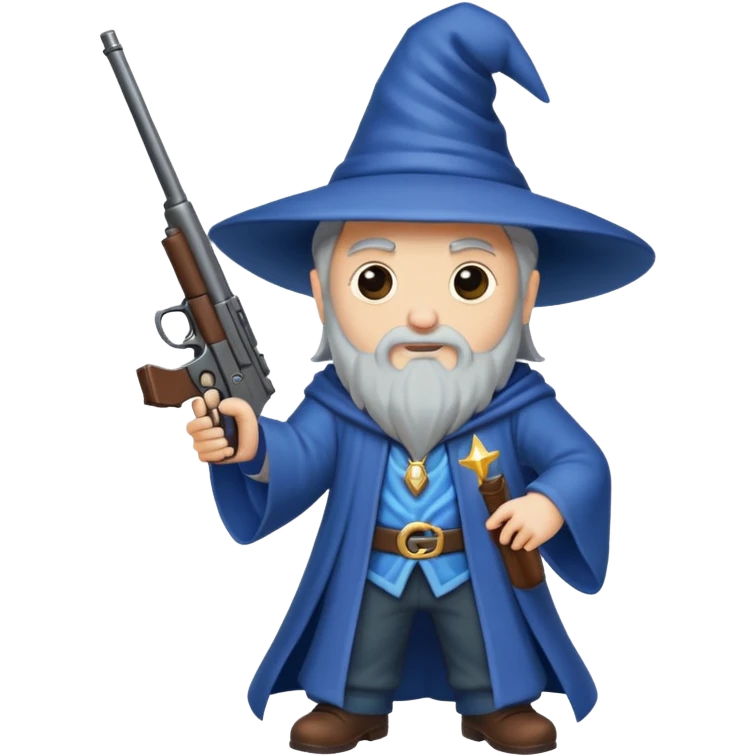 A wizard 🧙 holding a gun 🔫 emoji