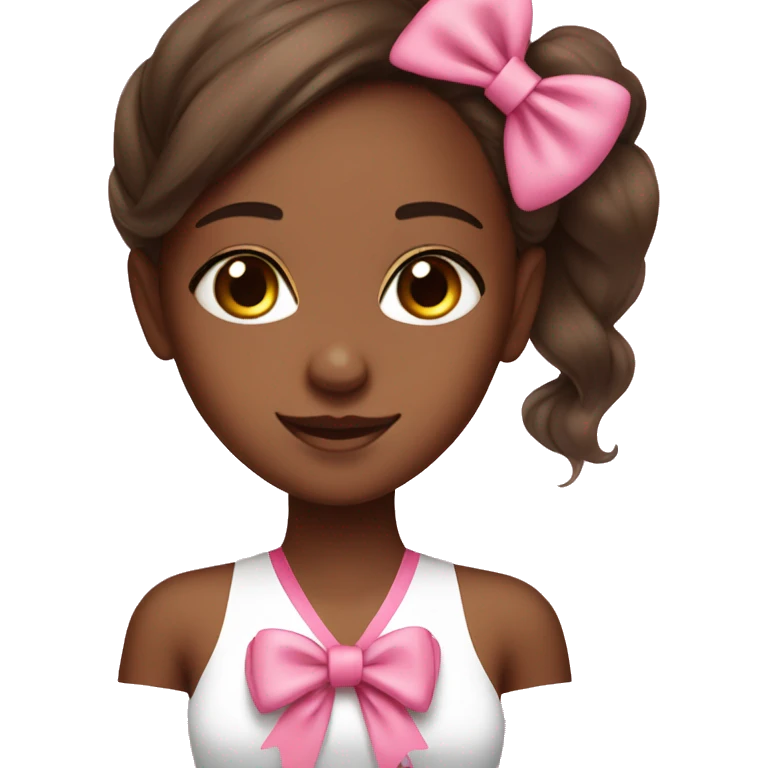 brown skin care girl with pink bow emoji