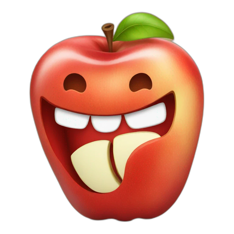 Happy red apple core emoji