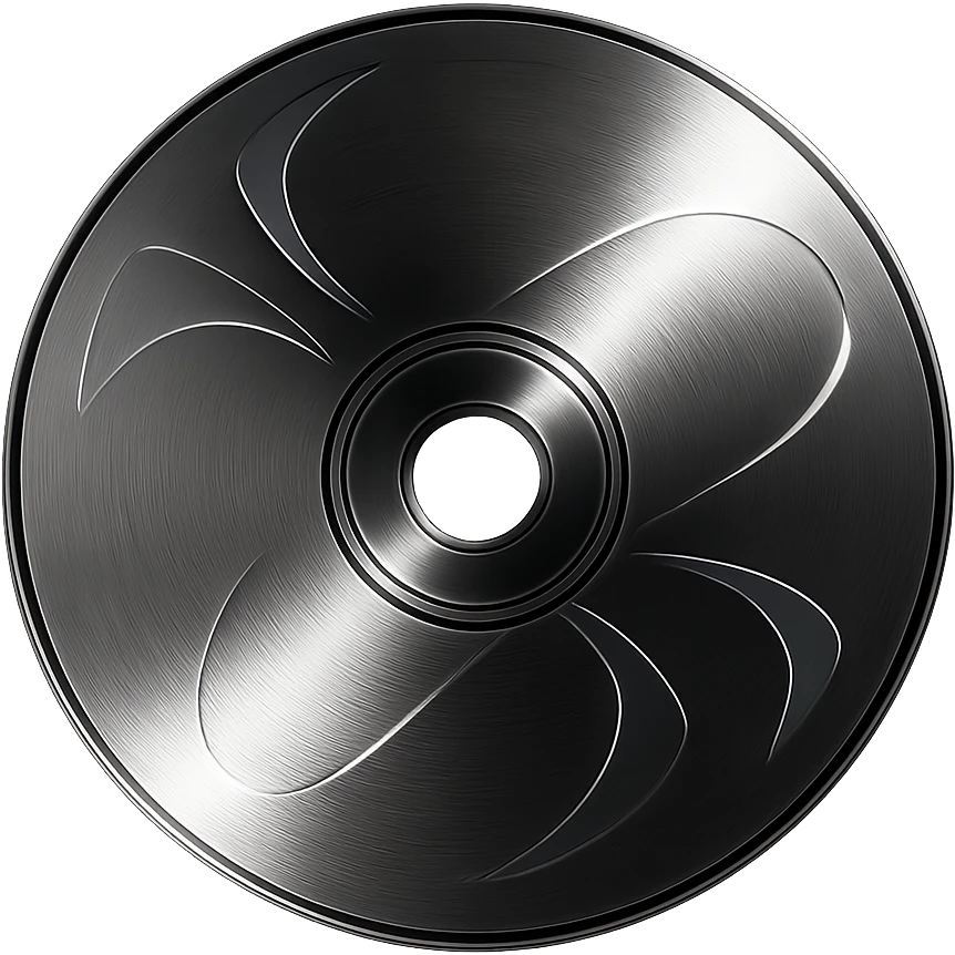 A minimalist CD disc with abstract pattern, glowing effect, pink color emoji
