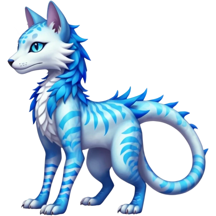 Kawaii iridescent beautiful pretty elegant divine edgy fantasy feline-vernid-sergal-fursona-animal-creature with accessories, full body with intricate markings  emoji