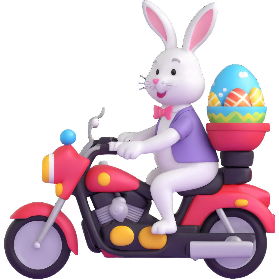 Easter bunny riding a motorcycle emoji