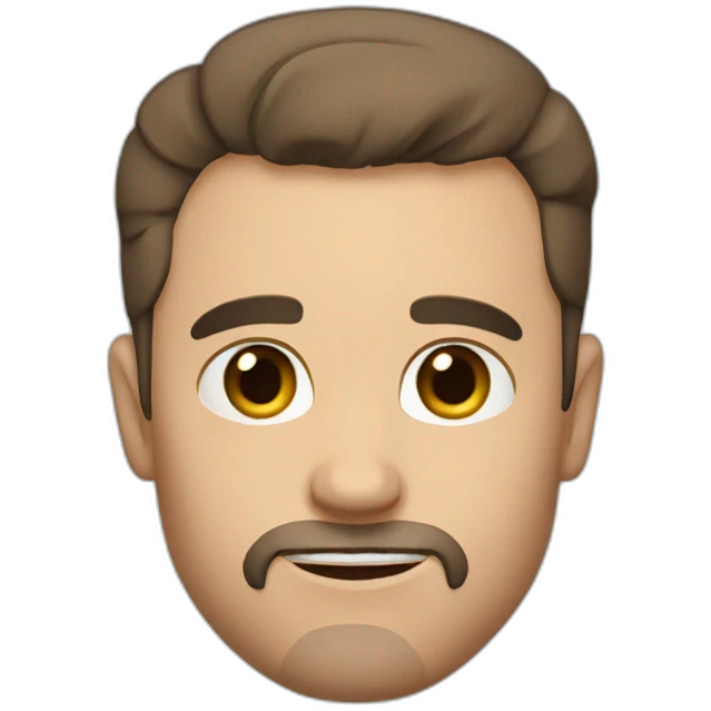 man with short brown hair, receding hairline, short beard, dark brown eyes emoji