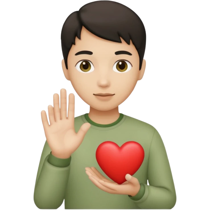 Pale olive heart in the hand emoji