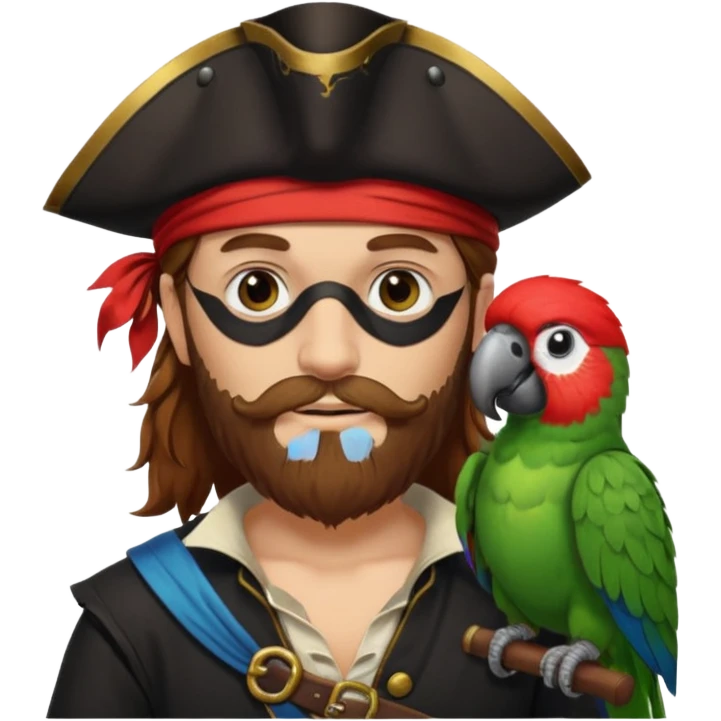 ["Brown-haired pirate with beard, parrot on shoulder."] emoji
