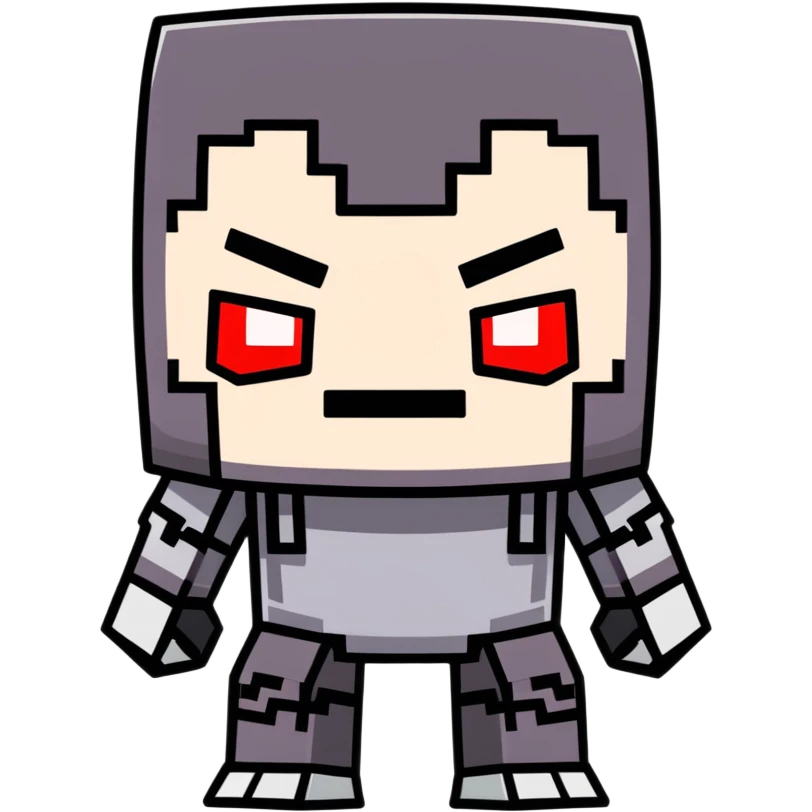 funny cartoonish slightly cute Minecraft ravager looking at you with faded red eyes emoji