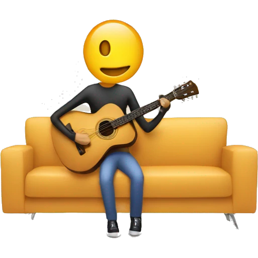 Stick figure playing guitar on the couch emoji