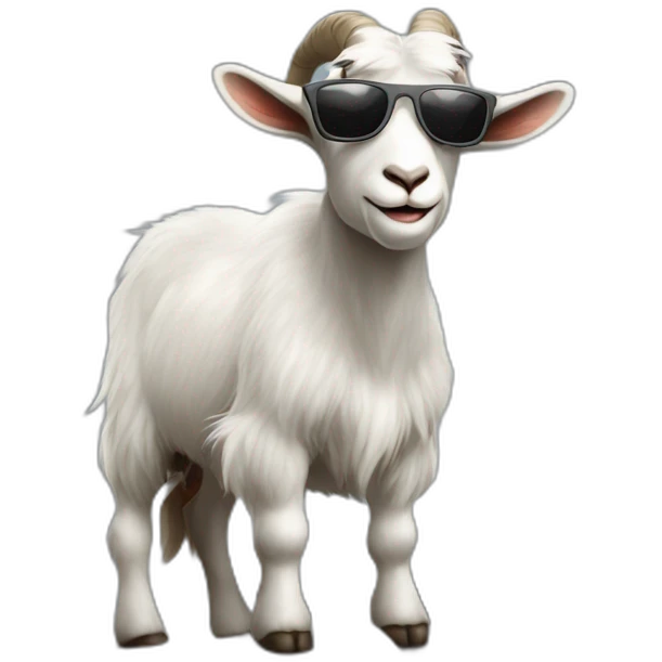 cool goat with sunglasses climbing on gray rock emoji