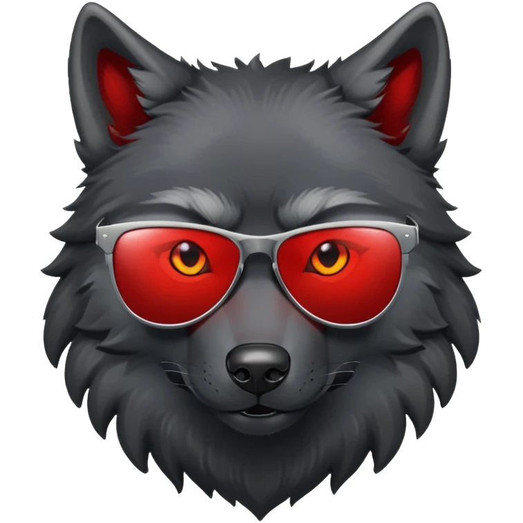 cool black wolf with red eyes wearing sunglasses emoji