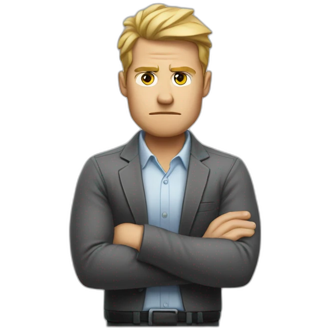 White Man HR-manager crossed arms angry emoji