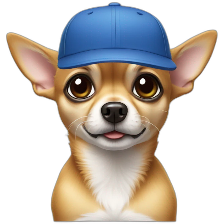 Chihuahua avec une casquette emoji