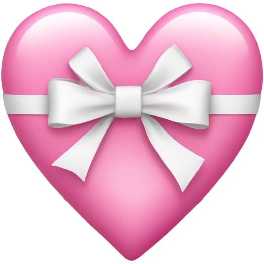 Pink heart with coquette white bow emoji
