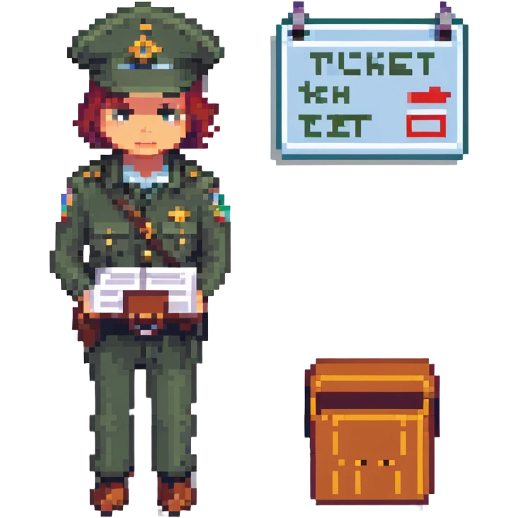 game warden writing a ticket for a wildlife law infraction pixel art emoji