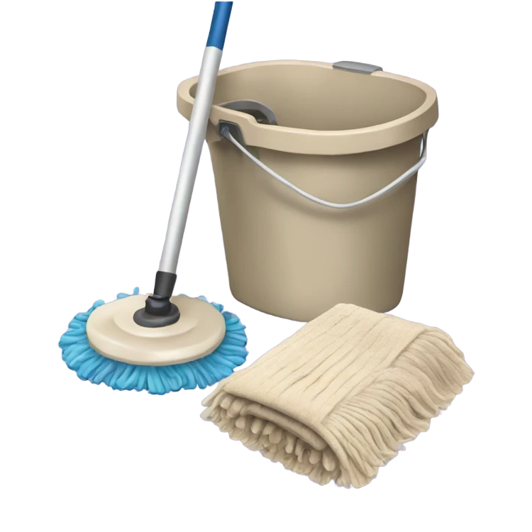 Hoover mop and beige bucket emoji