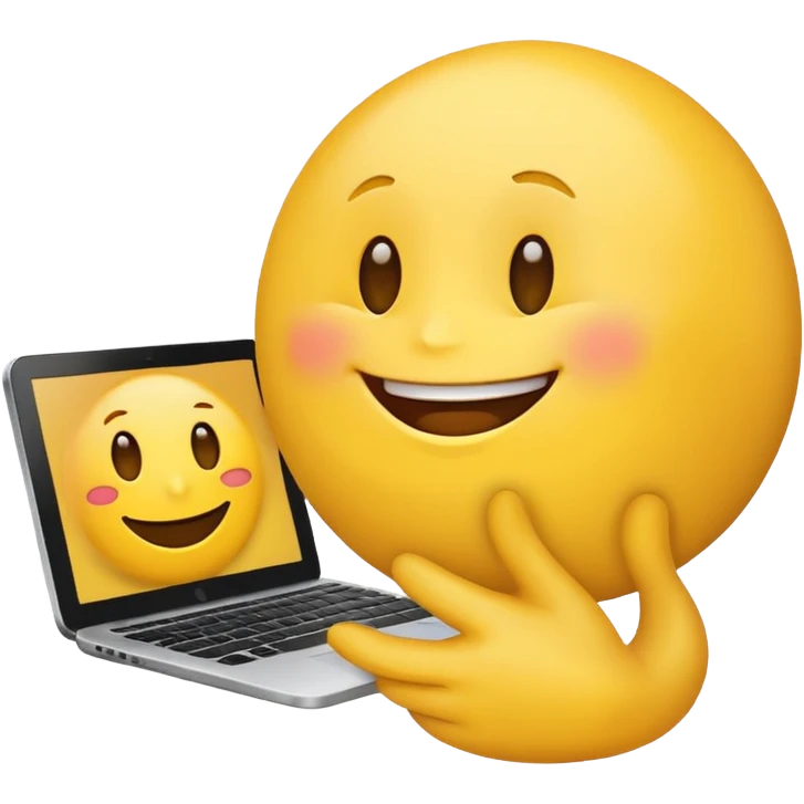 funny emoji with computer in his hands emoji
