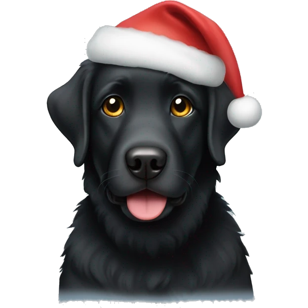 fluffy black lab with santa hat emoji