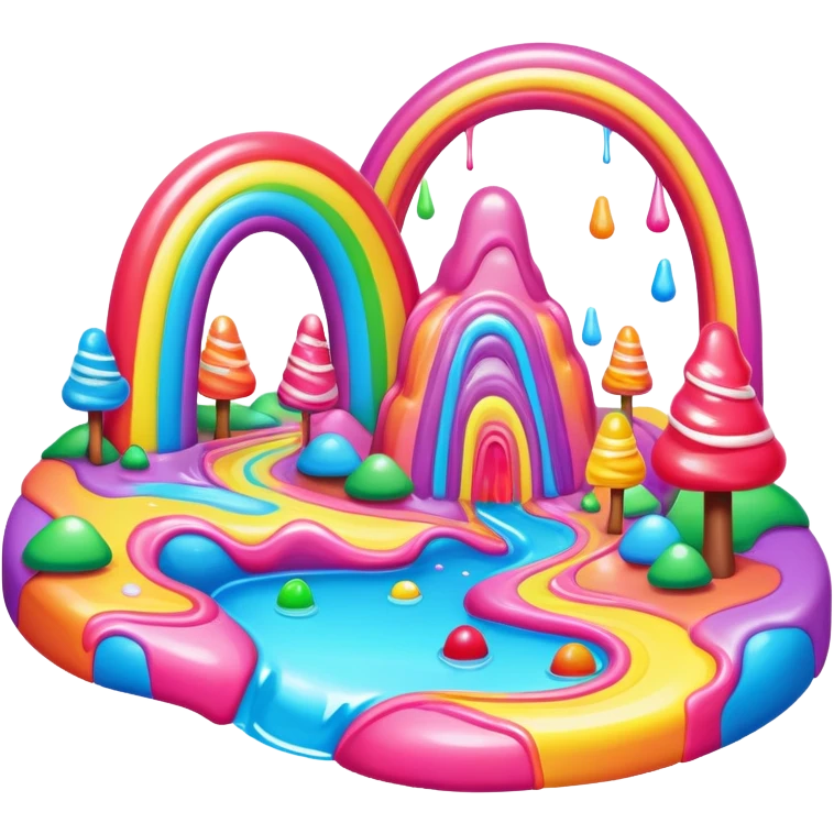 melting neon rainbow candy land landscape emoji