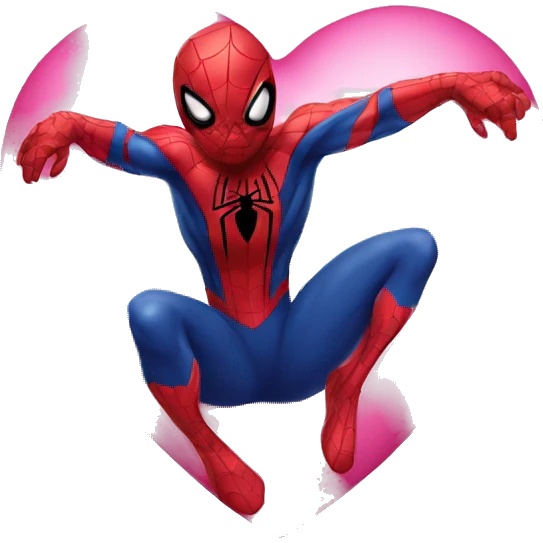 spiderman with pink heart emoji