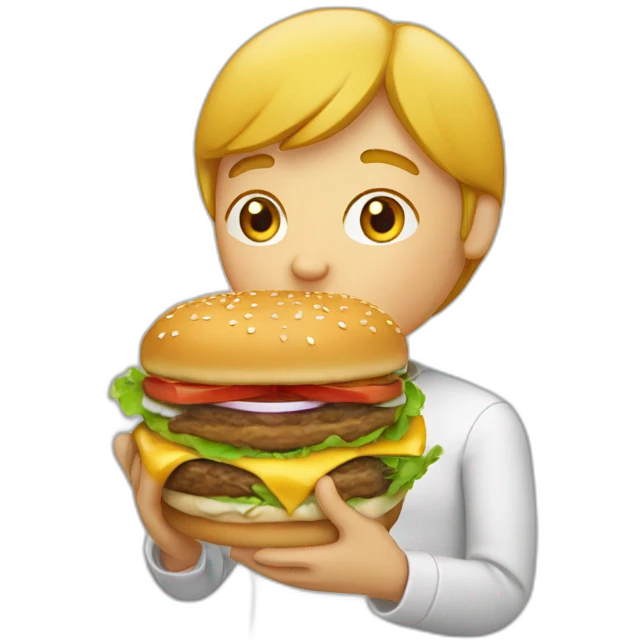 une personne tysmey qui mange un burger  emoji
